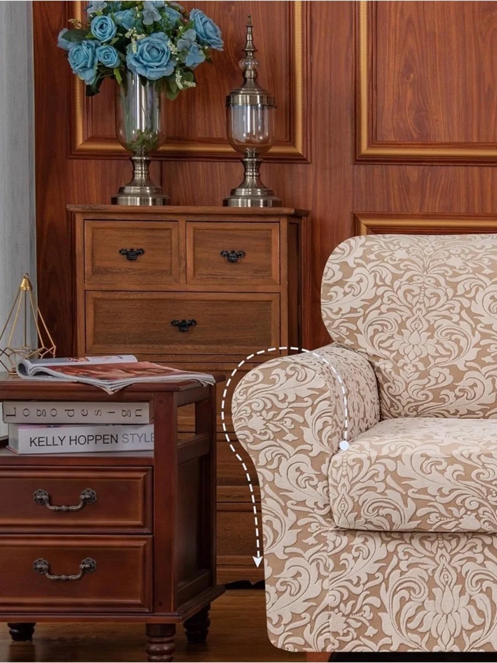 Subrtex 2 piece Loveseat Sofa Cover - Jacquard Oatmeal Stretch Slipcover New box